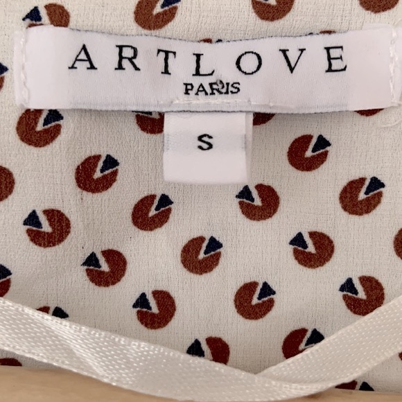 ARTLOVE Paris • Short Flutter Sleeve Tie Back Geometric Print Dress Size Small - Picture 5 of 12